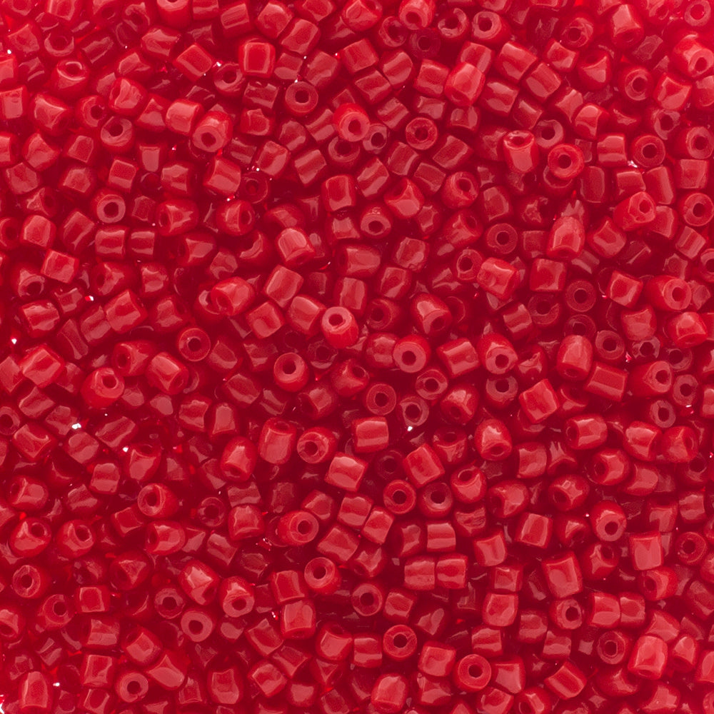 Preciosa Czech Glass, 9/0 Cylinder 3cuts Seed Bead, Opaque Light Red (1 Tube)