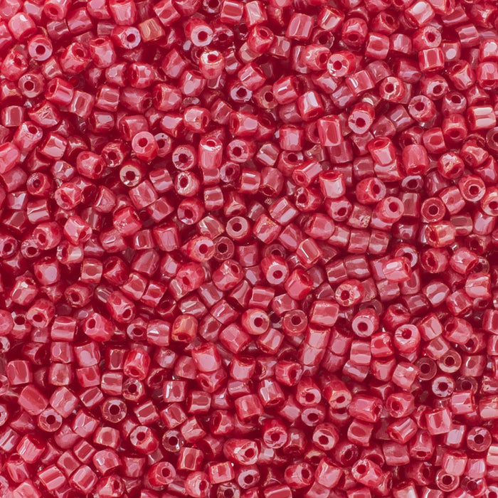Preciosa Czech Glass, 9/0 Cylinder 3cuts Seed Bead, Opaque Light Red Luster (1 Tube)