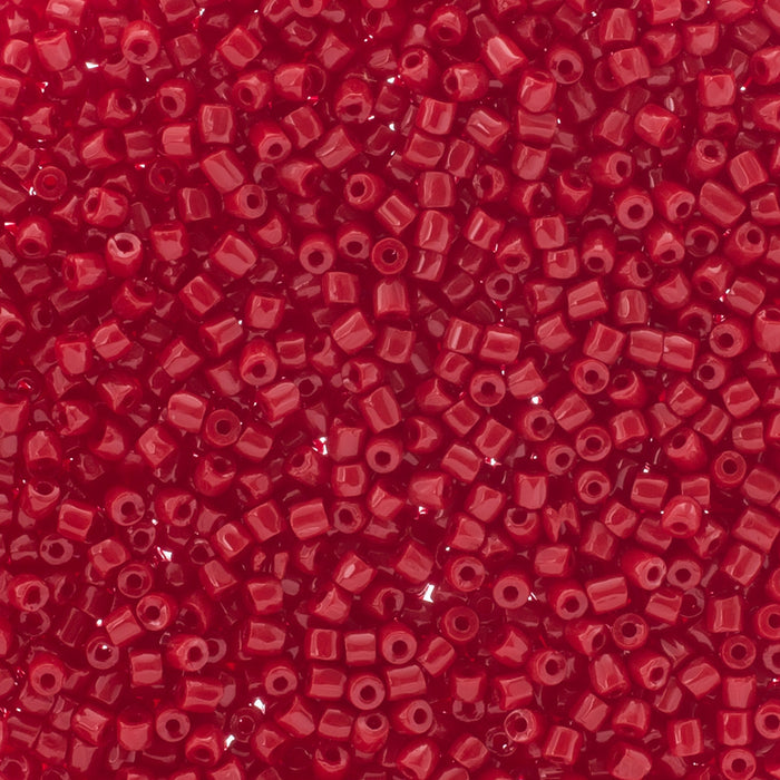Preciosa Czech Glass, 9/0 Cylinder 3cuts Seed Bead, Opaque Medium Red (1 Tube)