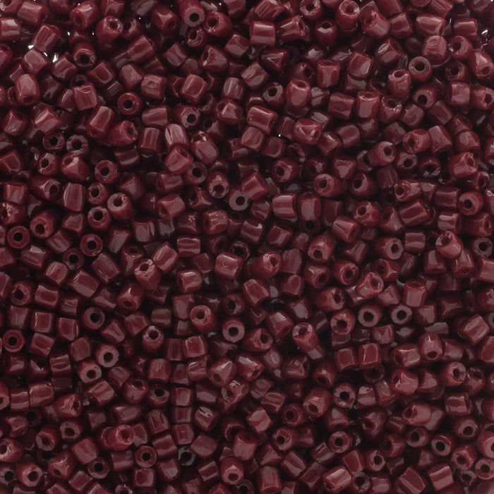 Preciosa Czech Glass, 9/0 Cylinder 3cuts Seed Bead, Opaque Dark Red Wine (1 Tube)
