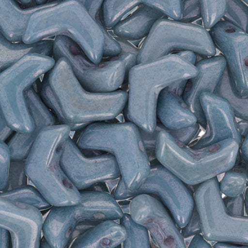 Czech Glass, 2-Hole Chevron Beads 10x4mm, Luster Opaque Blue (1 Strand)