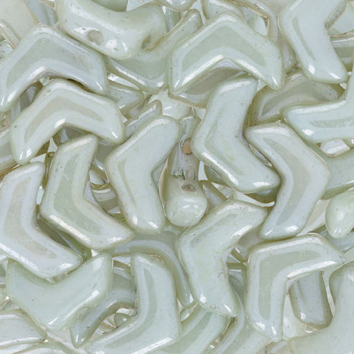 Czech Glass, 2-Hole Chevron Beads 10x4mm, Luster Prairie Green (1 Strand)