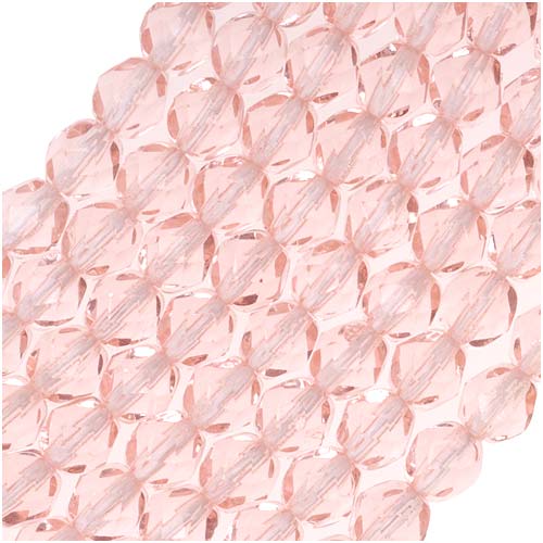 Czech Fire Polished Glass Beads 6mm Round Rosaline Pink (25 pcs)