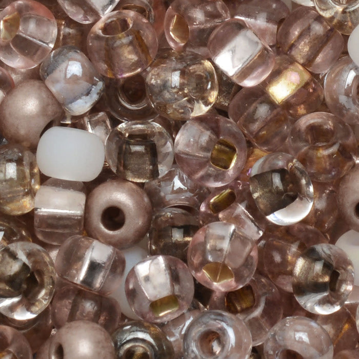 Czech Glass Seed Beads, 6/0 Round, Soft Metallics Mix (1 Ounce)