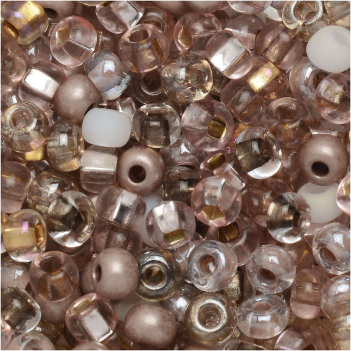 Czech Glass Seed Beads, 6/0 Round, Soft Metallics Mix (1 Ounce)