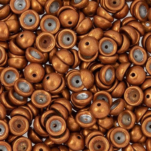 Czech Glass, Domed Teacup Beads 4x2mm, Saturated Metallic Russet Potato (2.5" Tube)