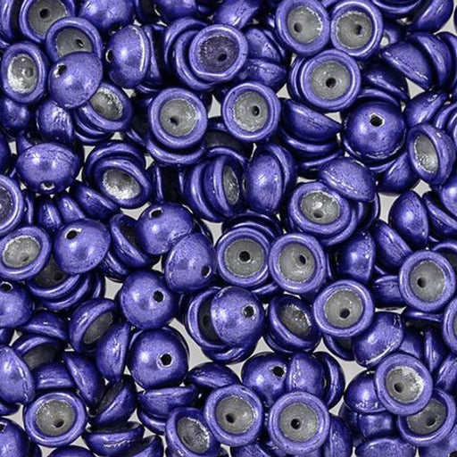 Czech Glass, Domed Teacup Beads 4x2mm, Saturated Metallic Ultra Violet (2.5" Tube)