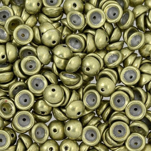 Czech Glass, Domed Teacup Beads 4x2mm, Saturated Metallic Limelight (2.5" Tube)
