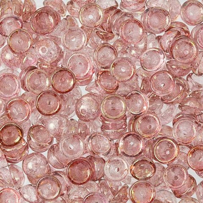 Czech Glass, Domed Teacup Beads 4x2mm, Luster - Transparent Topaz/Pink (2.5" Tube)