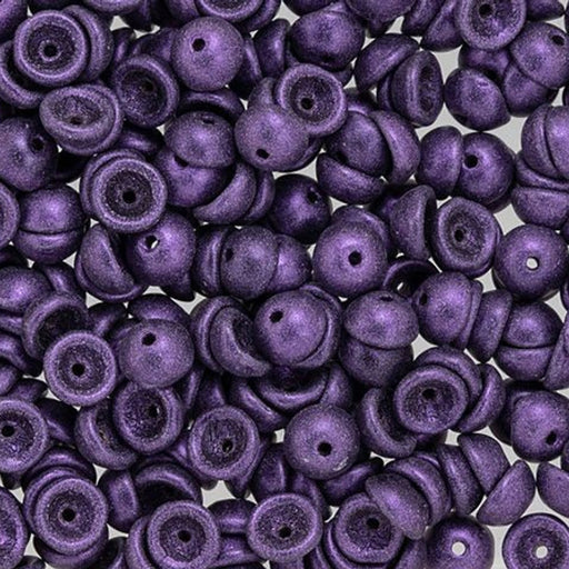 Czech Glass, Domed Teacup Beads 4x2mm, Metallic Suede - Purple (2.5" Tube)