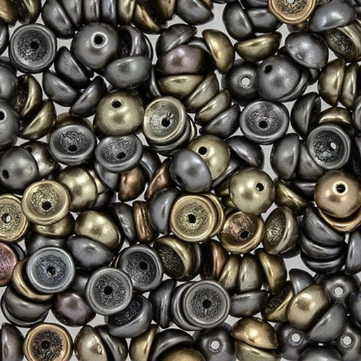 Czech Glass, Domed Teacup Beads 4x2mm, Matte - Metallic Leather (2.5" Tube)