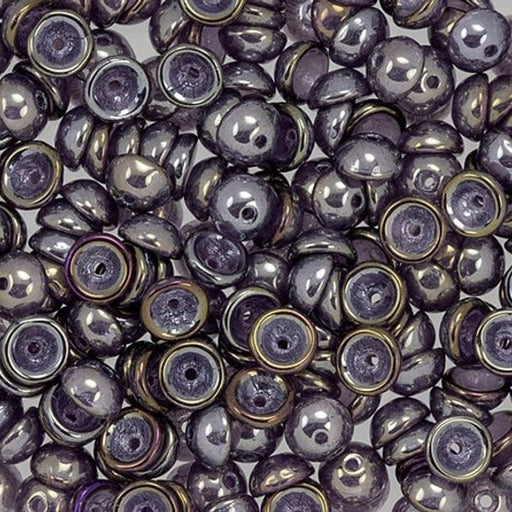Czech Glass, Domed Teacup Beads 4x2mm, Luster Iris - Tanzanite (2.5" Tube)