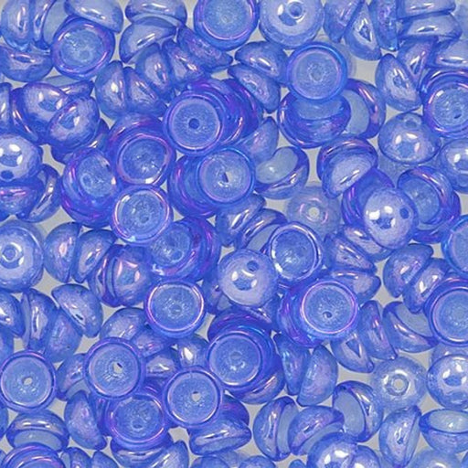 Czech Glass, Domed Teacup Beads 4x2mm, Luster Iris - Sapphire (2.5" Tube)