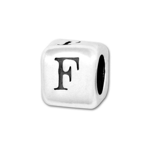 Alphabet Bead, Rounded Cube Letter "F" 4.5mm, Sterling Silver (1 Piece)