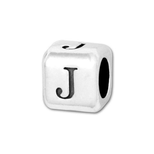 Alphabet Bead, Rounded Cube Letter "J" 4.5mm, Sterling Silver (1 Piece)