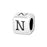 Alphabet Bead, Rounded Cube Letter "N" 4.5mm, Sterling Silver (1 Piece)