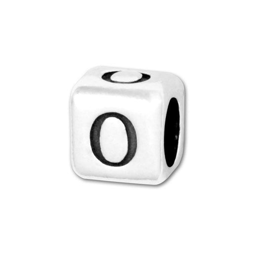 Alphabet Bead, Rounded Cube Letter "O" 4.5mm, Sterling Silver (1 Piece)