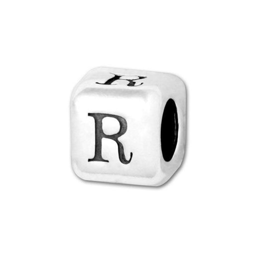 Alphabet Bead, Rounded Cube Letter "R" 4.5mm, Sterling Silver (1 Piece)