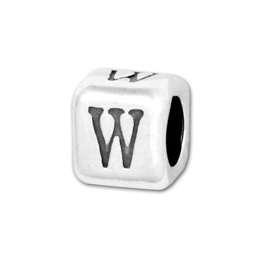 Alphabet Bead, Rounded Cube Letter "W" 4.5mm, Sterling Silver (1 Piece)