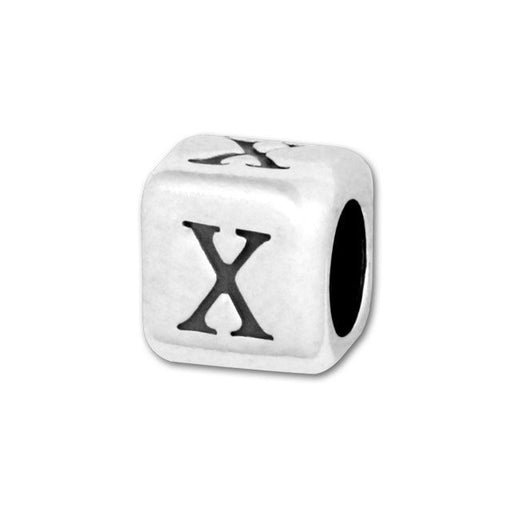 Alphabet Bead, Rounded Cube Letter "X" 4.5mm, Sterling Silver (1 Piece)