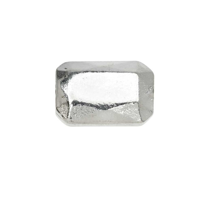 Metal Bead, Faceted Rectangle 9x13mm, Bright Silver, by Nunn Design (1 Piece)