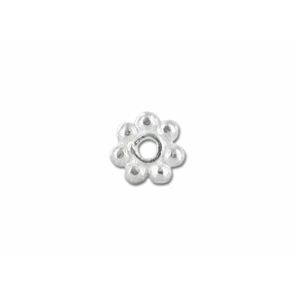 Daisy Spacer Bead, 4mm, Sterling Silver (10 Pieces)