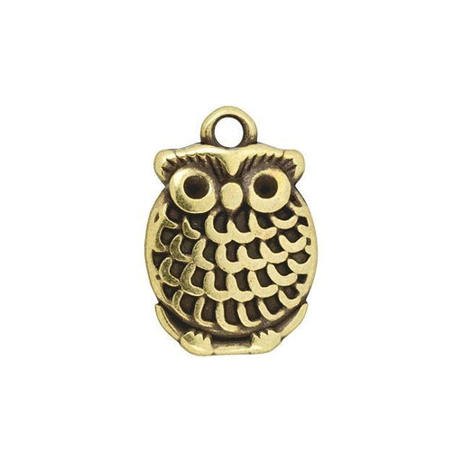 Charm, Perched Owl 18x12.7mm, Antiqued Gold Plated (1 Piece)