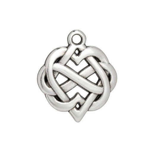 Charm, Celtic Knot Heart 22x20mm, Antiqued Silver Plated (1 Piece)