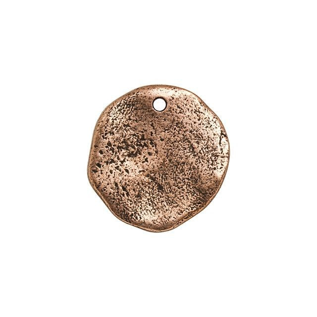 Flag Tag Pendant, Hammered Organic Circle 22x21mm, Antiqued Copper, by Nunn Design (1 Piece)