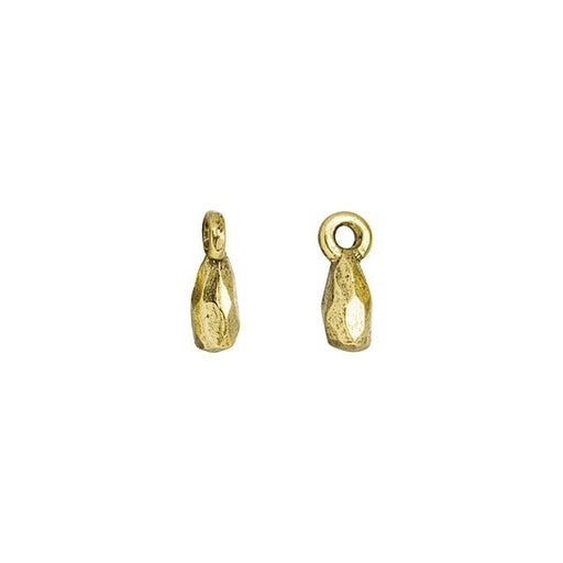 Charm, Faceted Itsy Drop 11.5x4.5mm, Antiqued Gold, by Nunn Design (1 Piece)