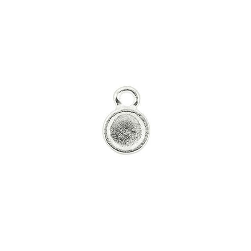 Bezel Charm, Itsy Circle 7mm, Antiqued Silver, by Nunn Design (1 Piece)