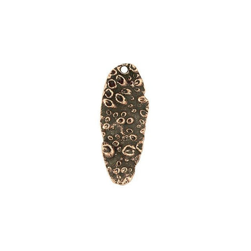 Charm, Organic Oval with Scallop Shell 31x12mm, Antiqued Copper, by Nunn Design (1 Piece)