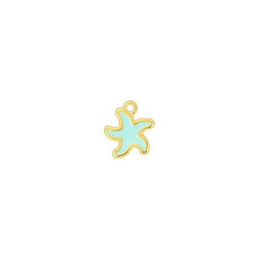 Charm, Enameled Starfish 13.5x12mm, Gold Plated (1 Piece)