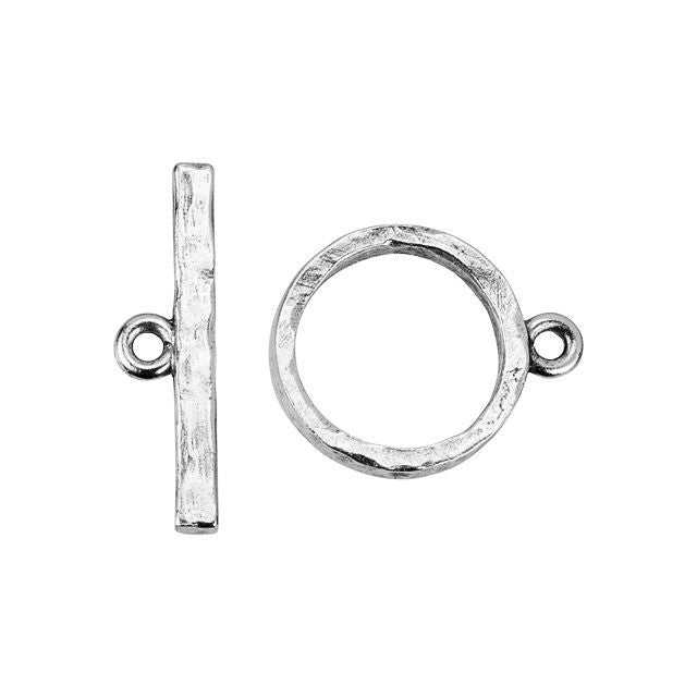 Toggle Clasp, Contemporary 19mm, Antiqued Silver, by Nunn Design (1 Set)