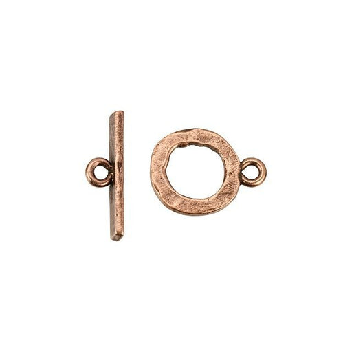 Toggle Clasp, Small Hammered Round 13mm, Antiqued Copper, by Nunn Design (1 Set)