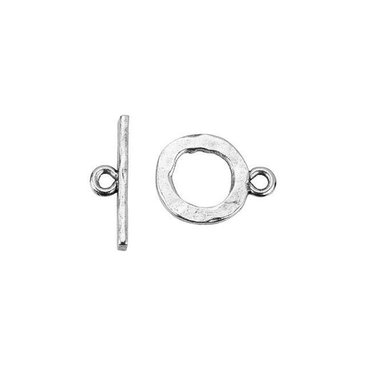 Toggle Clasp, Small Hammered Round 13mm, Antiqued Silver, by Nunn Design (1 Set)
