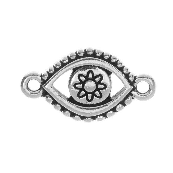 TierraCast Pewter Glue-In Link, Evil Eye 21mmx12mm, 1 Piece, Antiqued Silver Plated