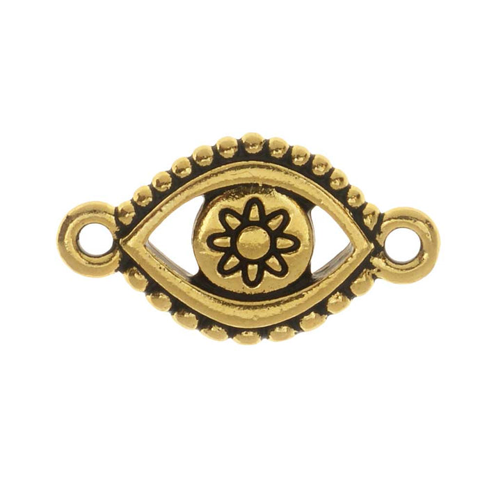 TierraCast Pewter Glue-In Link, Evil Eye 21mmx12mm, 1 Piece, Antiqued Gold Plated