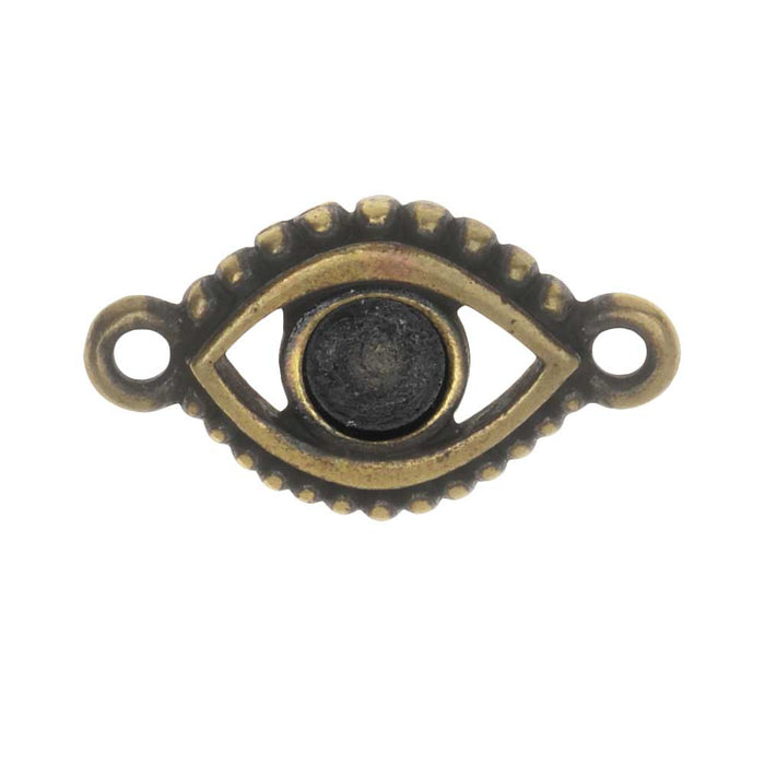 TierraCast Pewter Glue-In Link, Evil Eye 21mmx12mm, 1 Piece, Brass Oxide