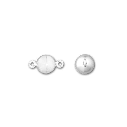 Magnetic Clasp, Round Bead 6mm, Sterling Silver (1 Set)