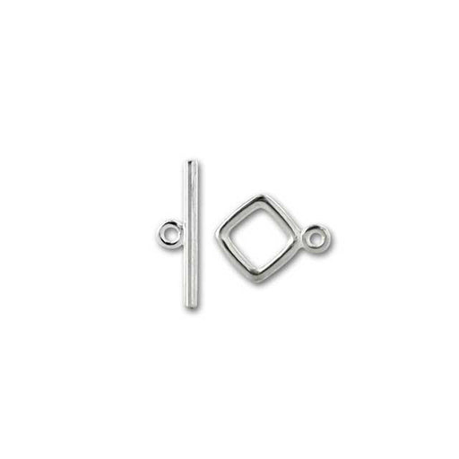 Toggle Clasp, Small Diamond Shaped 9.5mm, Sterling Silver (1 Set)