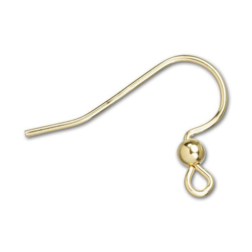 Earring Findings, Ear Wire with 3mm Bead 21mm, 14k Gold-Filled (1 Pair)