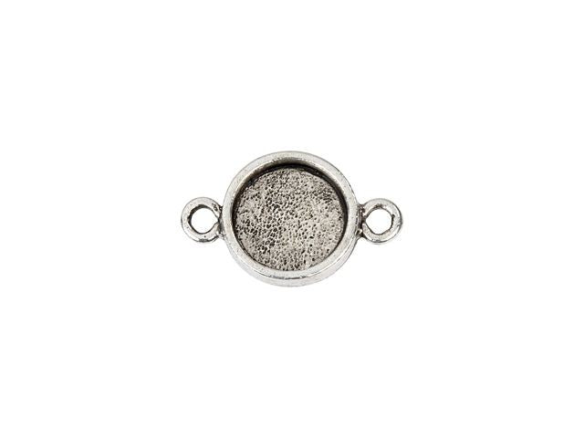 Nunn Design Bezel Link, Itsy Circle 10.8x17.5mm, Antiqued Silver (1 Piece)