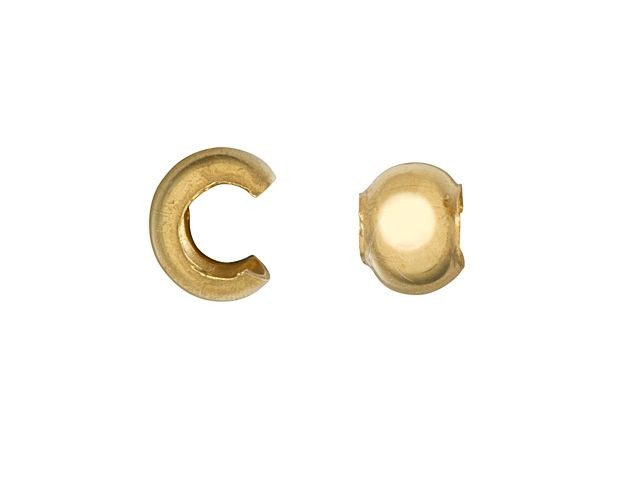 Crimp Bead Covers, 3mm, 22K Gold Plated (50 Pieces)