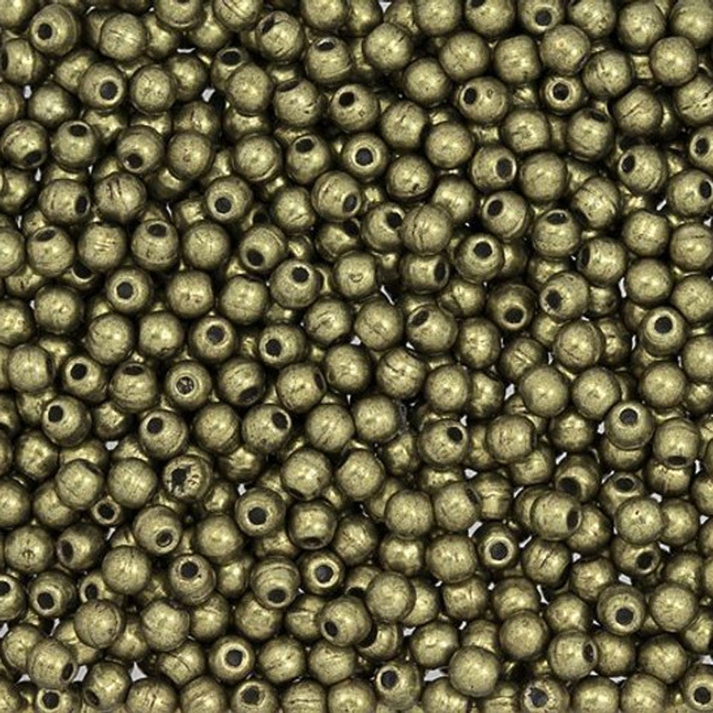 Czech Glass, Half-Drilled Round Finial Beads 2mm, Saturated Metallic Emperador (2.5" Tube)