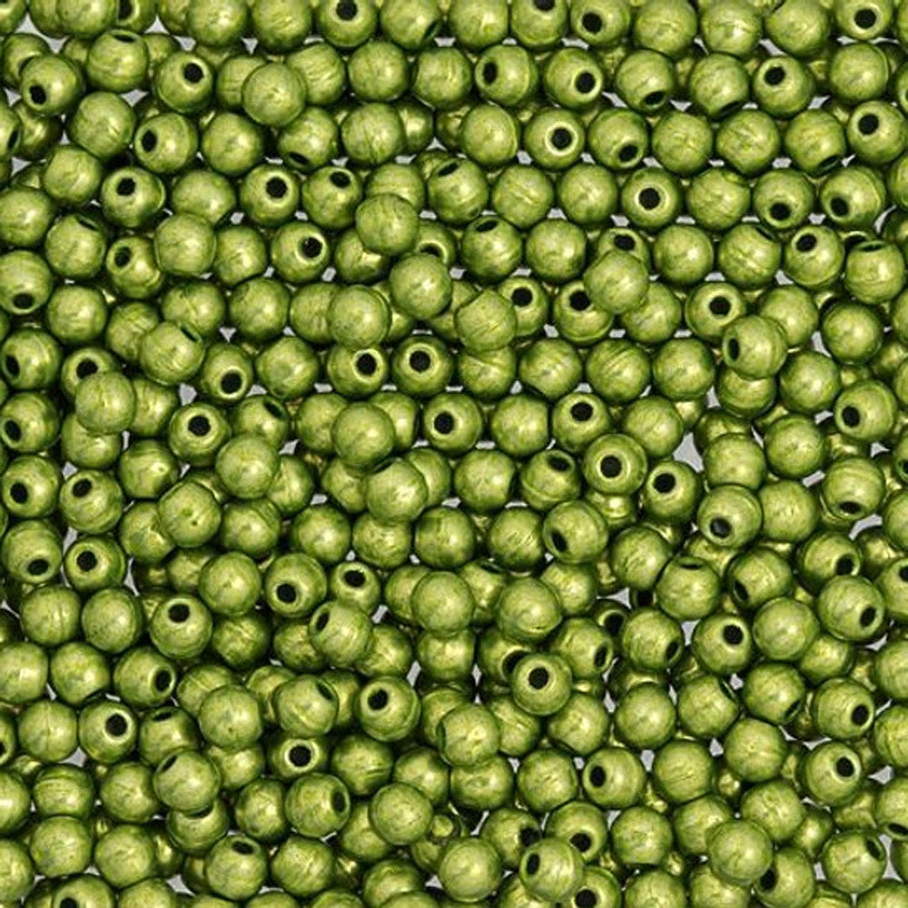 Czech Glass, Half-Drilled Round Finial Beads 2mm, Saturated Metallic Lime  Punch (2.5 Tube) — Beadaholique