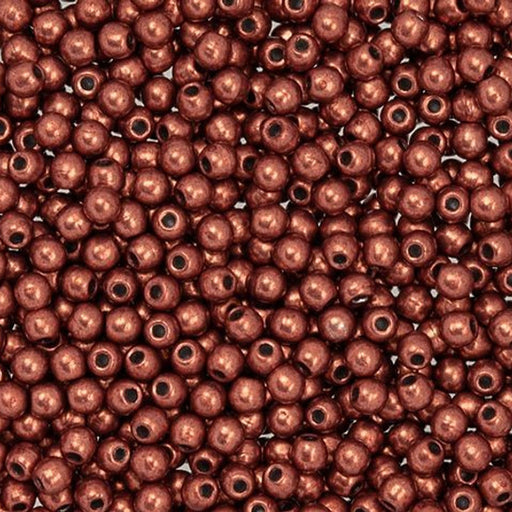 Czech Glass, Half-Drilled Round Finial Beads 2mm, Saturated Metallic Valiant Poppy (2.5" Tube)
