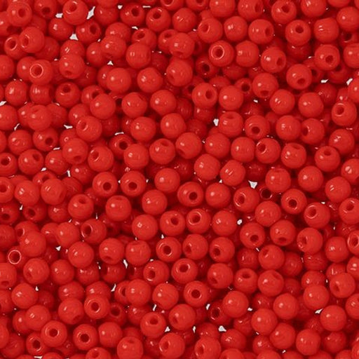 Czech Glass, Half-Drilled Round Finial Beads 2mm, Opaque Red (2.5" Tube)