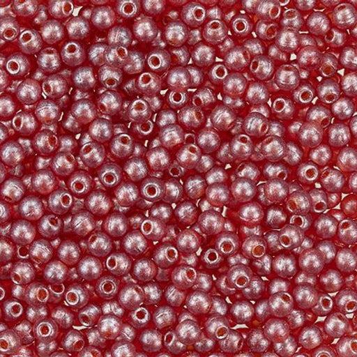 Czech Glass, Half-Drilled Round Finial Beads 2mm, Metal Luster Ruby (2.5" Tube)