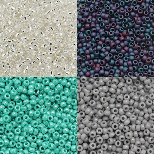 Exclusive Beadaholique Designer Palette, Toho Seed Bead Mix, Round 11/0, Pacific Waterfall V2, 4 Color Set